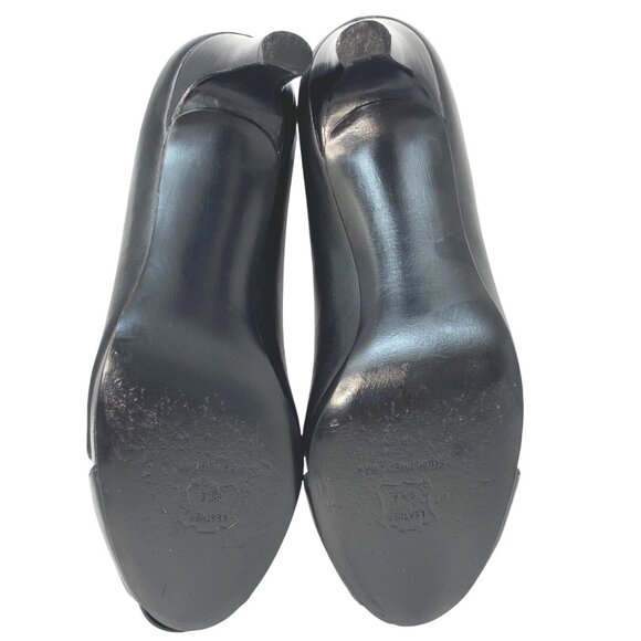 Stuart Weitzman Black Leather Peep Open Toe High Heel Luxury Pumps Size 7.5M - Picture 10 of 13